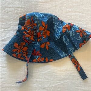 Patagonia Kids Floral Bucket Hat - Blue and Orange